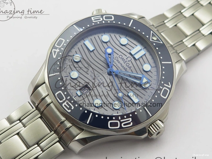0102 Seamaster Diver 300M ORF 1:1 Best Edition Blue Ceramic Gray Dial on SS Bracelet A HighQuality 7867